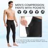 CARGFM Men's Compression Pants Leggings Athletic Running Basketball Tights Cycling Football Gym Workout Base Layer Underwear Deep Green view 3