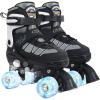 Kids Roller Skates for Boys, Black Adjustable Rollerskates with Light Up Wheels for Teens Youth Ages 6-12 10 11 12, Beginners Outdoor Sports, Best Birthday Gift for Kids view 1