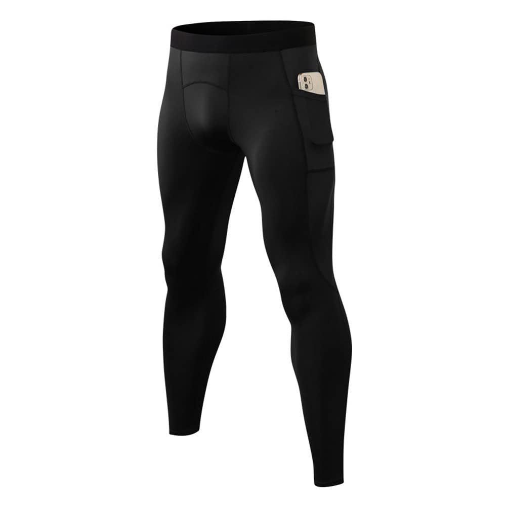 CARGFM Men's Compression Pants Leggings Athletic Running Basketball Tights Cycling Football Gym Workout Base Layer Underwear Black