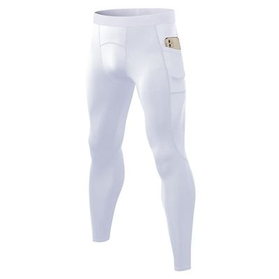 CARGFM Men's Compression Pants Leggings Athletic Running Basketball Tights Cycling Football Gym Workout Base Layer Underwear White
