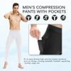 CARGFM Men's Compression Pants Leggings Athletic Running Basketball Tights Cycling Football Gym Workout Base Layer Underwear White view 3