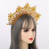BLESSUME Goddess Gold Spike Halo Crown Headpiece NYLON ZIP TIE Wedding Bride Hair Band Tiara view 4