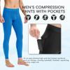 CARGFM Men's Compression Pants Leggings Athletic Running Basketball Tights Cycling Football Gym Workout Base Layer Underwear Blue view 3