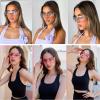 DQbhzh Y2K Sunglasses for Women Men Trendy Wrap Around Rimless Oversized Futuristic 2000S Rave Sun Glasses Cool Shield Flat Top Frame with Bling Star Rhineston Shades 2 Pack Clear Transparent,Pink view 3
