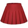Auranso Girls Pleated Skirt Kids Tennis Elastic Waist Uniform Plaid Skirt Red 4-5T view 1