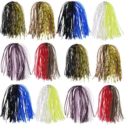 Spinner Bait Skirt Silicone Jig Skirts Replacement DIY Fishing Lures,Fishing Lure Making Supplies Spinnerbaits Fishing Skirts Squid Jig Lures Skirts Casting Jigs Football 50 Strands (12 Bundles)