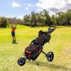 3 Wheel Golf Push Cart w/Foot Brake, Lightweight Foldable/Collapsible Golf Pull Cart w/Scoreboard Storage, Easy to Fold Caddy Cart Pushcart, Open and Close in ONE Second-Free Cup Holder Included view 2