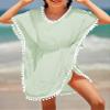Eurivicy Girl's Swim Cover Up Kids Summer Swimwear Beach Dress Swimsuit Wraps with Pom Pom Trim view 2
