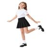 Auranso Girls Pleated Skirt Kids Tennis Elastic Waist Uniform Plaid Skirt Black 6-7Y view 4