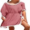 Eurivicy Girl's Swim Cover Up Kids Summer Swimwear Beach Dress Swimsuit Wraps with Pom Pom Trim view 1