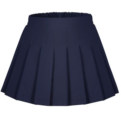 Auranso Girls Pleated Skirt Kids Tennis Elastic Waist Uniform Plaid Skirt Navy 4-5T
