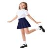 Auranso Girls Pleated Skirt Kids Tennis Elastic Waist Uniform Plaid Skirt Navy 4-5T view 4