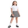 Auranso Girls Pleated Skirt Kids Tennis Elastic Waist Uniform Plaid Skirt Grey 13-14Y view 2