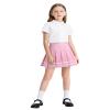 Auranso Girls Pleated Skirt Kids Tennis Elastic Waist Uniform Plaid Skirt Pink 6-7Y view 2