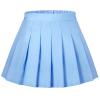 Auranso Girls Pleated Skirt Kids Tennis Elastic Waist Uniform Plaid Skirt Light-Blue 10-12Y view 1