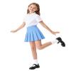 Auranso Girls Pleated Skirt Kids Tennis Elastic Waist Uniform Plaid Skirt Light-Blue 10-12Y view 4