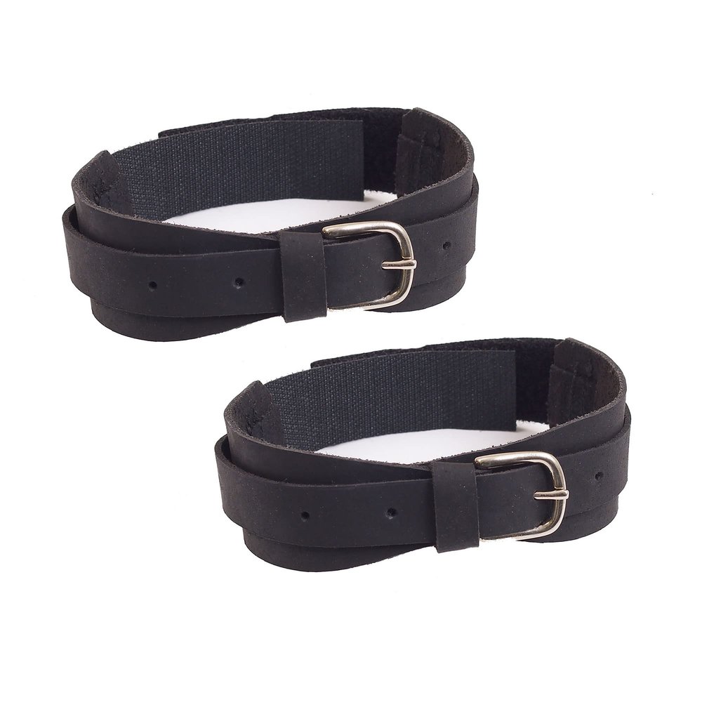Camelot Junior Synthetic Leather Quik-N-EZE Jodhpur Garter Straps with Hook and Loop Closure, Black, XS