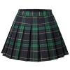 Auranso Girls Pleated Skirt Kids Tennis Elastic Waist Uniform Plaid Skirt Green 10-12Y view 1