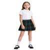 Auranso Girls Pleated Skirt Kids Tennis Elastic Waist Uniform Plaid Skirt Green 10-12Y view 2
