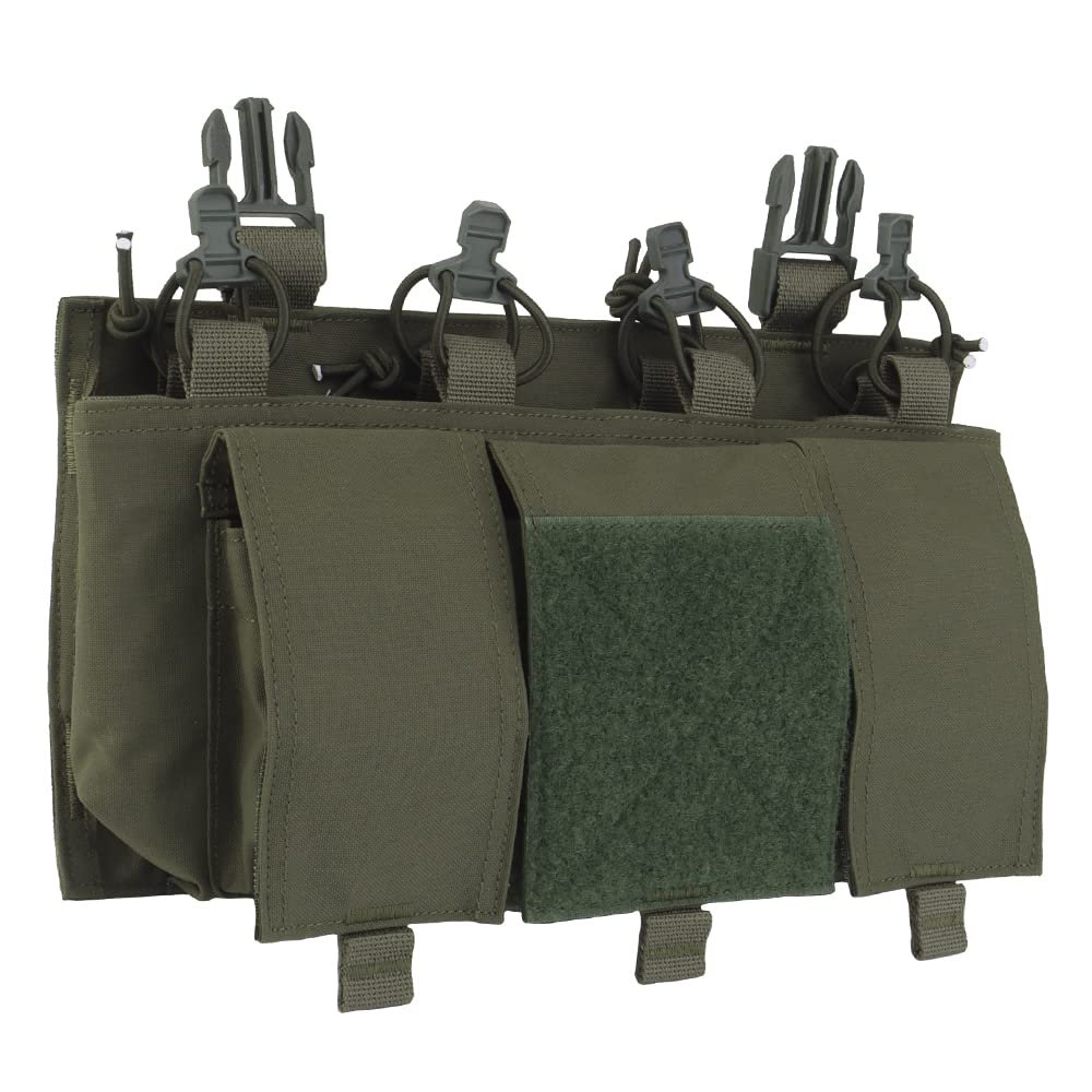 Quad 5.56 Magazine Pouch with General Purpose PouchesHook Backing Tactical Placard for Tactical Vest Chest Rig