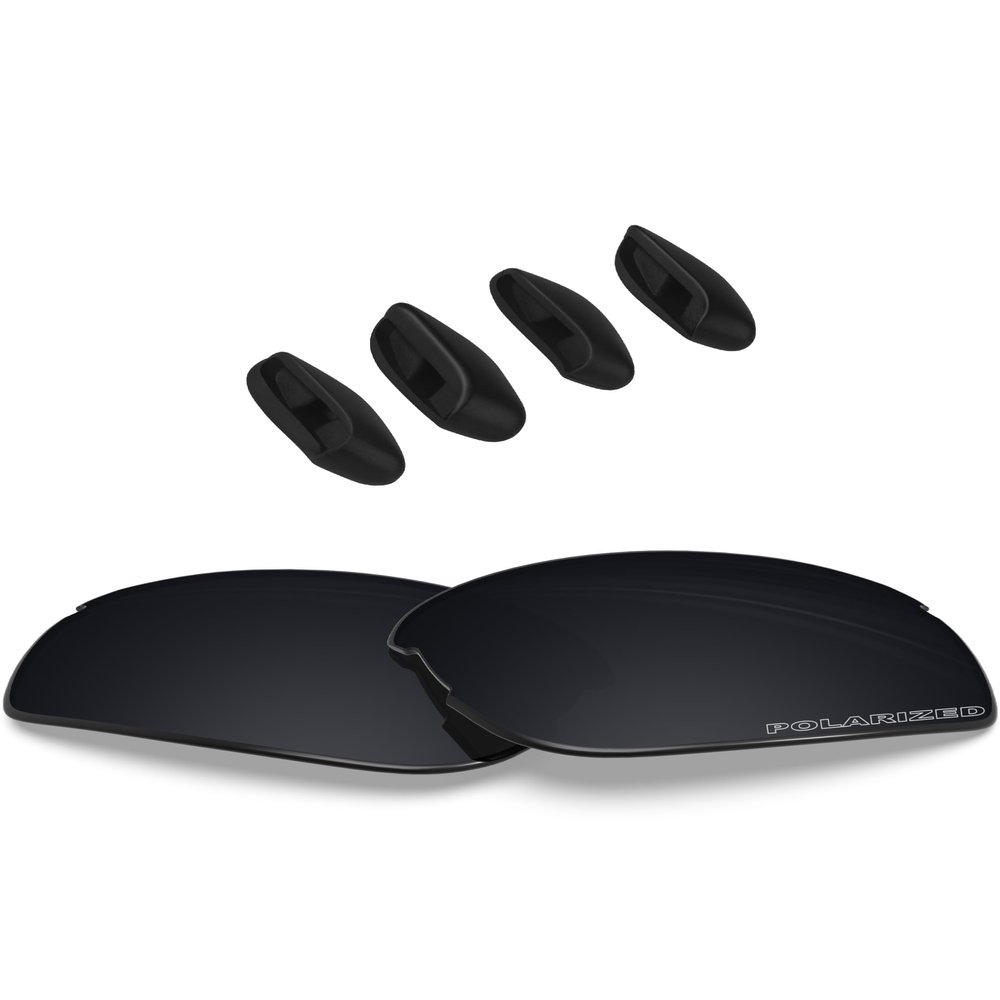 BLAZERBUCK Anti-salt Polarized Replacement Lenses & Nose Pads Piece for Oakley RPM Squared OO9257/RPM Edge OO9250 - Black