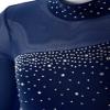 CHICTRY Ice Skating Jumpsuit Rhinestone Mock Neck Competition Figure Skating Dance Costume for Girls Navy Blue 14 Years view 3