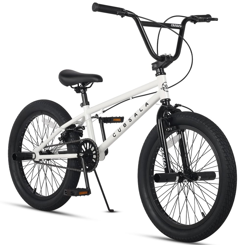 cubsala Freestyle BMX Bike, 20 Inch Kids Bicycle for 7-13 Years Old Kids and Beginner Level Rider, White