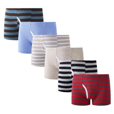 Winging Day Boys' Cotton 6-Pack Striped Boxer Brief Underwear Size 5T