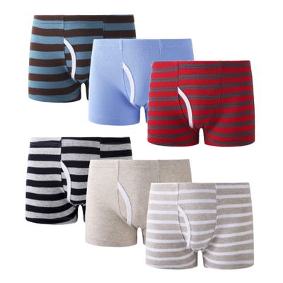 Family Feeling 6 Packs Little Boys' Cotton Striped Boxer Brief Underwear Size 6