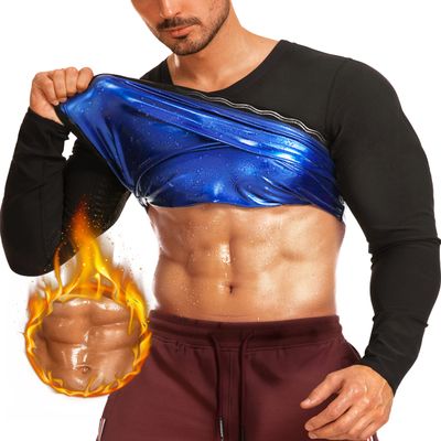 DYUAI Sauna Shirt for Men Sweat Sauna Suits T-shirt Heat Trapping Compression Vest Long Sleeve Body Shaper Workout(WBH6006-01-M)