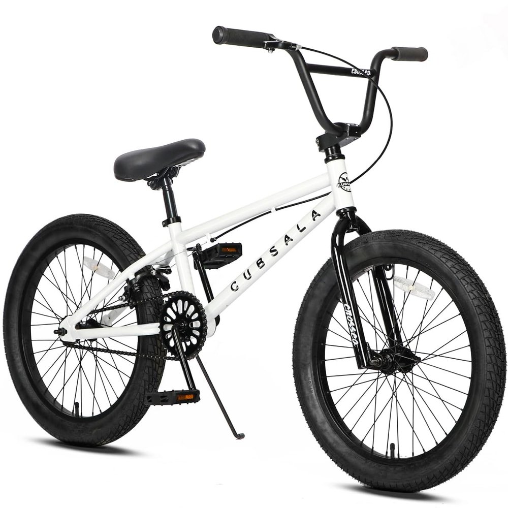 cubsala Freestyle BMX Bike, 20 Inch Kids Bicycle for 7-13 Years Old Kids and Beginner Level Rider, White