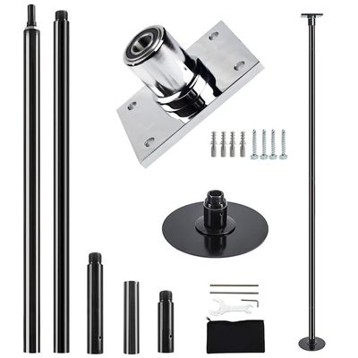 PRIORMAN Permanent Pole Dance Kit, 45mm Pro Heavy-Duty 200KG Capacity Steel Dancing Pole, with Ceiling Mount Fixed Plate Enhanced Safety, Height Adjustable 7.38-8.85ft for Home/Studio (Black)