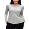 CRZ YOGA Pima Cotton Workout Long Sleeve Shirts for Women Athletic Crewneck Yoga Casual Tops Plain T-Shirt Heathered Medium Grey Small view 1
