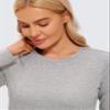 CRZ YOGA Pima Cotton Workout Long Sleeve Shirts for Women Athletic Crewneck Yoga Casual Tops Plain T-Shirt Heathered Medium Grey Small view 3