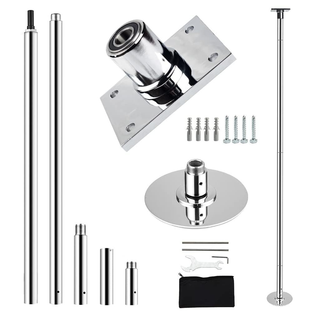 PRIORMAN Permanent Pole Dance Kit, 45mm Pro Heavy-Duty 200KG Capacity Steel Spin/Static Dancing Pole, with Ceiling Mount Fixed Plate Enhanced Safety, Height Adjustable 7.38-8.85ft for Home/Studio