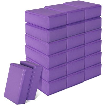 20 Pcs Yoga Blocks Bulk Eva Foam Exercise Brick Purple Non Slip Gymnastic Soft High Density Dance for Girls Women Toning Meditation Stretching Yoga Pilates Accessories