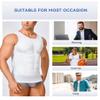 Mens Compression Shirt Workout Tank Tops Slimming Body Shaper Vest Abs Abdomen Undershirts (White, Medium) view 4