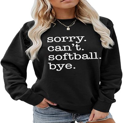 ARTECE Sorry Can't Softball Bye Sweatshirt Softball Mom Sweater Women Crewneck Pullover Tops Funny Softball Lover Shirt Gifts