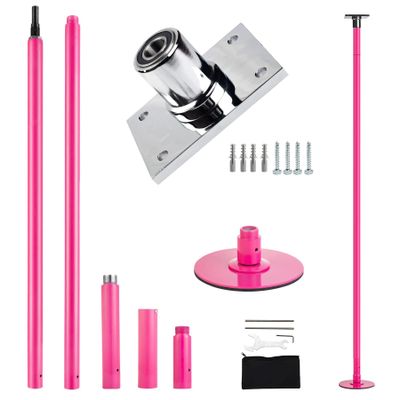PRIORMAN Permanent Pole Dance Kit, 45mm Pro Heavy-Duty 200KG Capacity Steel Dancing Pole, with Ceiling Mount Fixed Plate Enhanced Safety, Height Adjustable 7.38-8.85ft for Home/Studio (Pink)