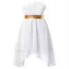 CHICTRY Girls Liturgical Worship Praise Dance Dress Gold Color Block Irregular Hem Lyrical Dance Performance Costume White 10 Years view 2