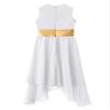 CHICTRY Girls Liturgical Worship Praise Dance Dress Gold Color Block Irregular Hem Lyrical Dance Performance Costume White 10 Years view 4