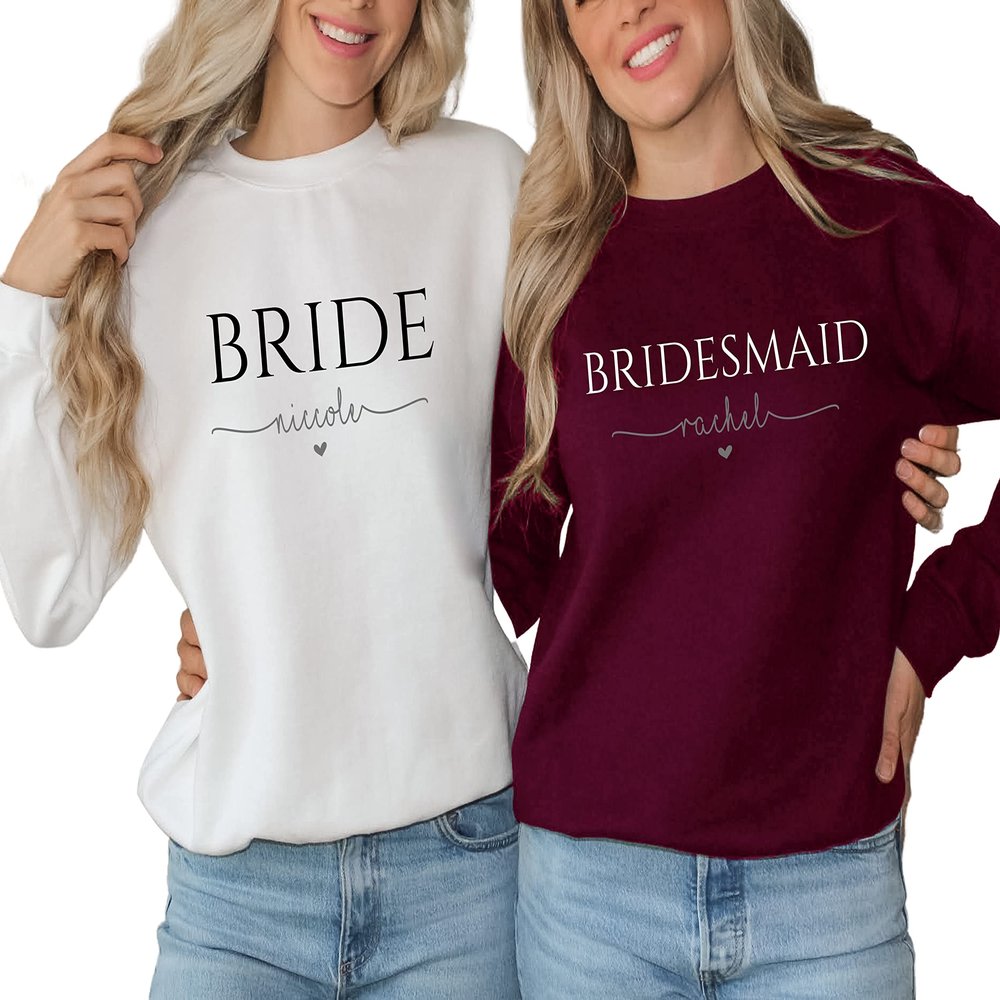 Personalized Gift for Bride, Bridal Party Gift, Custom Sweatshirt, Bridesmaid Shirt, Bridesmaid proposal, Custom Sweater, Bridal Shower Gift (M, Light Blue)