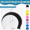 2 Pack Extra Large Swim Cap for Braids and Dreadlocks, Silicone Swimming Caps for Long Hair, Weaves, Extensions, Curls & Afros, Waterproof Adult Swim Hats Bathing Caps for Women Men(Yellow+White) view 3