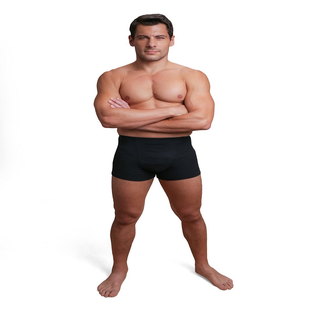 Cottonique Hypoallergenic Rib Elasticized Boxer Brief with Fly for Men with Skin Allergies and Sensitive Skin
