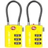 SURE LOCK TSA Approved Combination Luggage Locks with Open Alert Indicator  Durable Zinc Alloy Cable Travel Locks with Large Easy-Read Dials for Suitcases, Backpacks & Gym Bags(2, Yellow) view 1