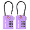 SURE LOCK TSA Approved Luggage Locks with Open Alert Indicator, 3 Digit Combination Cable Travel Lock for Suitcase, Backpack, Gym Locker, Toolbox & Travel Bag(2, Purple 2 Pack) view 1