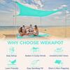 WEKAPO Beach Tent Sun Shelter - Easy Setup Beach Canopy with 4 Sturdy Poles, Large Sandbags and Shovel, 7'1'' Tall, Windproof Sun Shade for Backyard and Camping, UPF 50+ Protection view 2