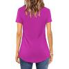 Vifucz Hot Pink Basic Solid Tshirt For Women Teen Short Sleeve Criss Cross Tee Blouse Soft Summer Trend Tunic Tops 2023 M view 2