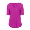 Vifucz Hot Pink Basic Solid Tshirt For Women Teen Short Sleeve Criss Cross Tee Blouse Soft Summer Trend Tunic Tops 2023 M view 3