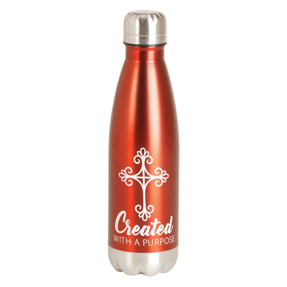 Dicksons Created With Purpose Red 17 ounce Stainless Steel Screw Top Lid Sports Water Bottle